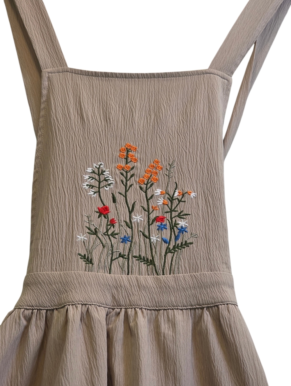 Romwe EUC Fairycore Renaissance Floral Embroidery Front Pockets Apron Dress Sz L - Picture 2 of 10